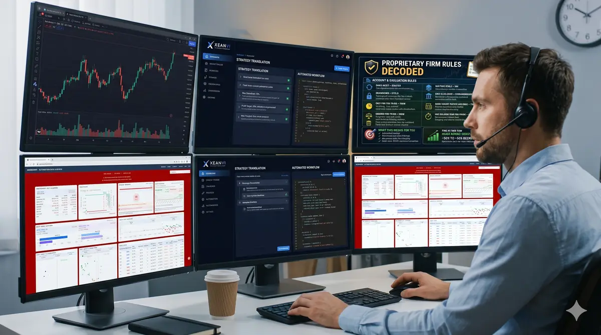 Day traders using day trading automation to follow proprietary firm rules
